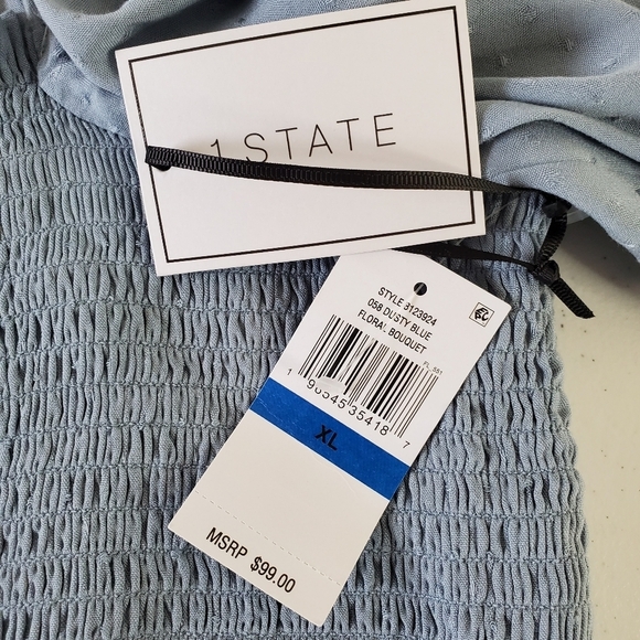 NWT Smocked Bodice Ruffle Hem Dress Size XL Puff Sleeve Square Neck Coquette - Picture 13 of 15